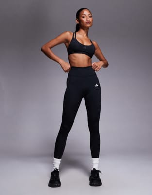 adidas Training - Optime - Gerippte 7/8-Leggings in Schwarz