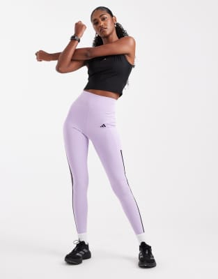 adidas Training - Optime - Lange Leggings in Powder Plum mit den 3 Streifen-Lila