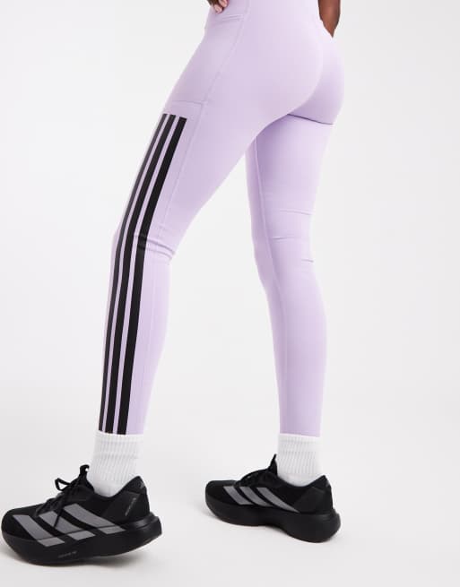 adidas Training – Optime – Lange Leggings in Powder Plum mit den 3 Streifen , 3 von 5