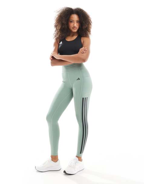 adidas Training - Optime - Legging à 3 bandes - Vert argenté - view 1