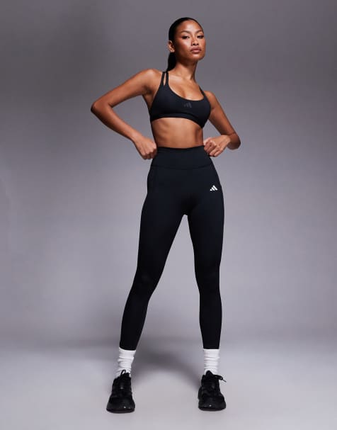 adidas - Training Optime - Leggings a 7/8 neri a coste - view 1