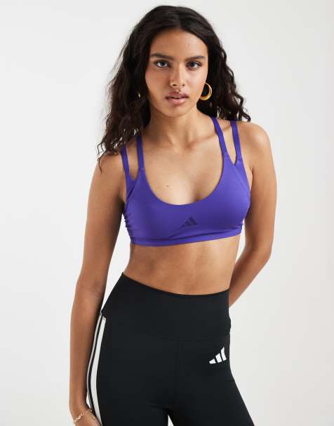 adidas Training Optime licht ondersteunende sport-bh met bandjes in blauw - view 1
