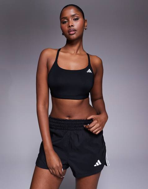 adidas Training Optime light support sports bra in black - view 1