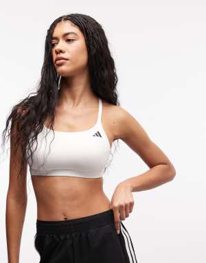 adidas Training Optime light support sports bra in white