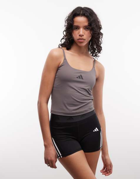 adidas Training Optime light support strap top in grey - view 1