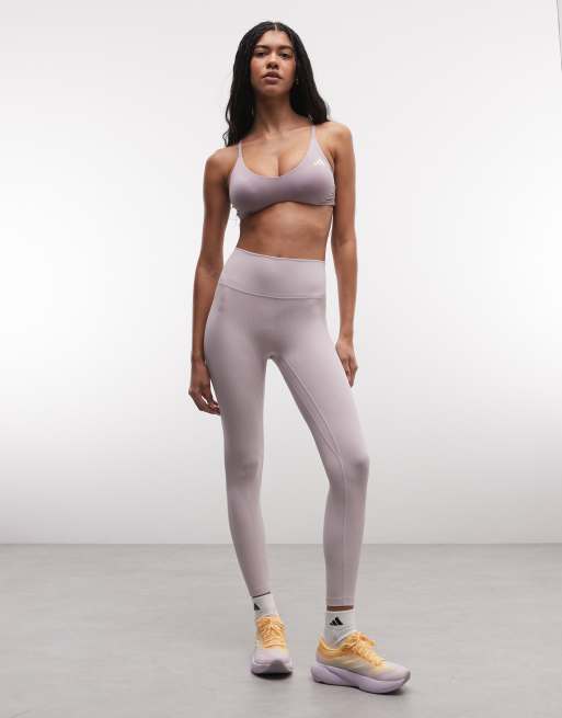 adidas Training Optime light support strappy sports bra in mauve, 2 of 4