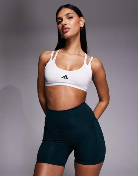 adidas - Training Optime - Reggiseno sportivo a supporto leggero bianco con spalline doppie - view 1
