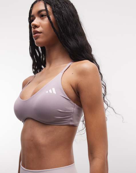 adidas - Training Optime - Reggiseno sportivo color malva con supporto leggero e spalline sottili - view 1