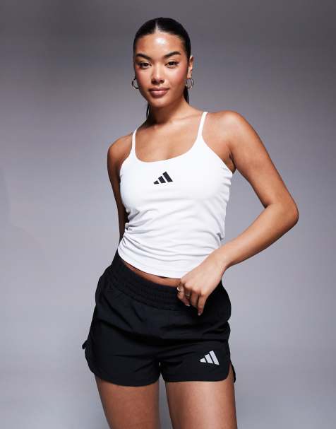 adidas Training – Optime – Riemchen-Trägertop in Weiß - view 1
