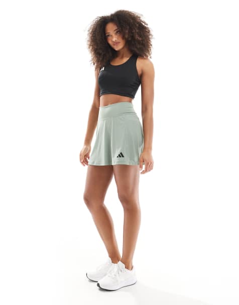 adidas Training – Optime – Skort in Silbergrün mit integrierten Shorts - view 1