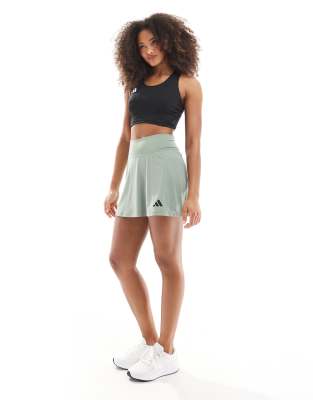 adidas Training Optime skort with integrated shorts in silver green