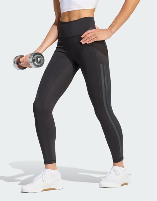 adidas Training - Optime - Sorte 7/8-leggings med 3 striber, 3 af 4