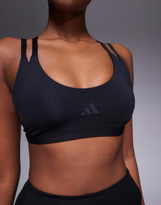 adidas Training – Optime – Sport-BH in Schwarz mit leichter Stützfunktion und doppelten Trägern, 3 von 4