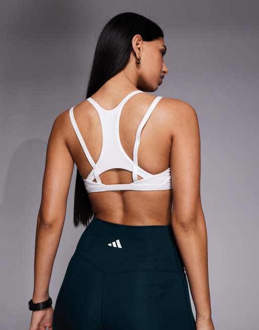 adidas - Training - Optime - Sport bh met dubbele bandjes en lichte ondersteuning in wit, 3 van 4