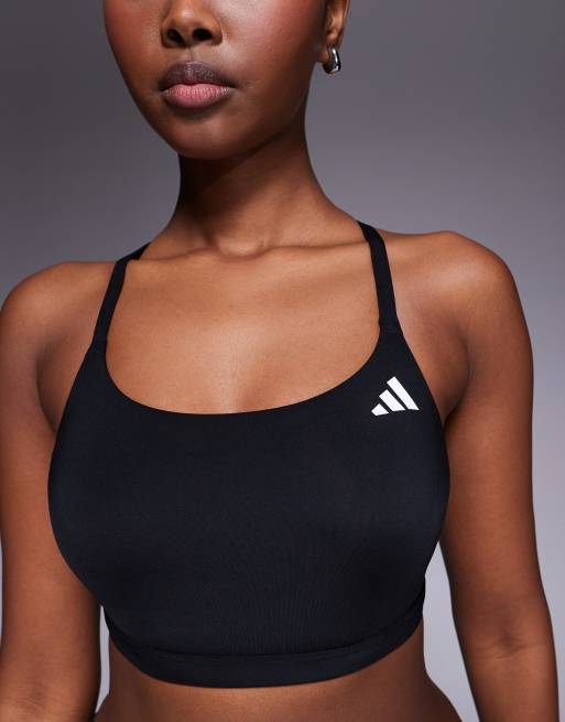 adidas - Training - Optime - Sport bh met lichte ondersteuning in zwart, 3 van 4