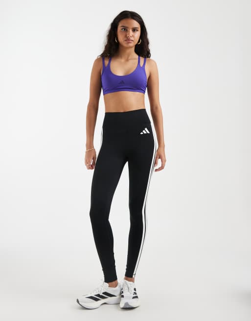 adidas Training Optime sports-BH med let støtte og stropper i blå, 2 af 4