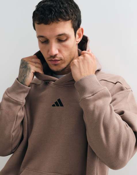 adidas Training oversized hoodie with back print in khaki - view 1