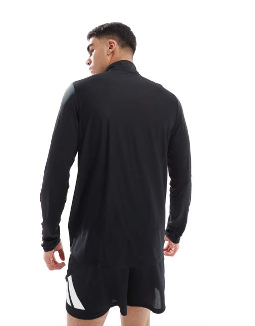 adidas Training Own The Run 1/4 zip top in black