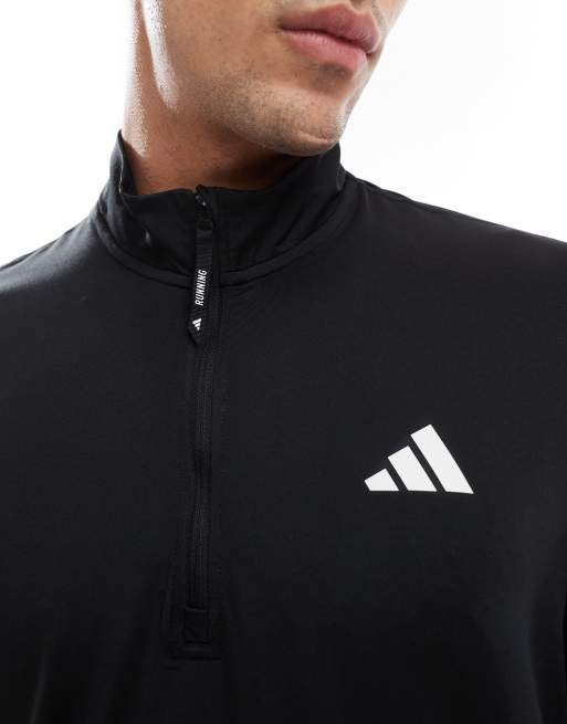 adidas Training Own The Run 1/4 zip top in black