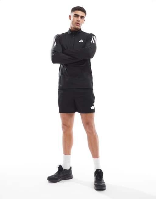 adidas Training Own The Run 1/4 zip top in black