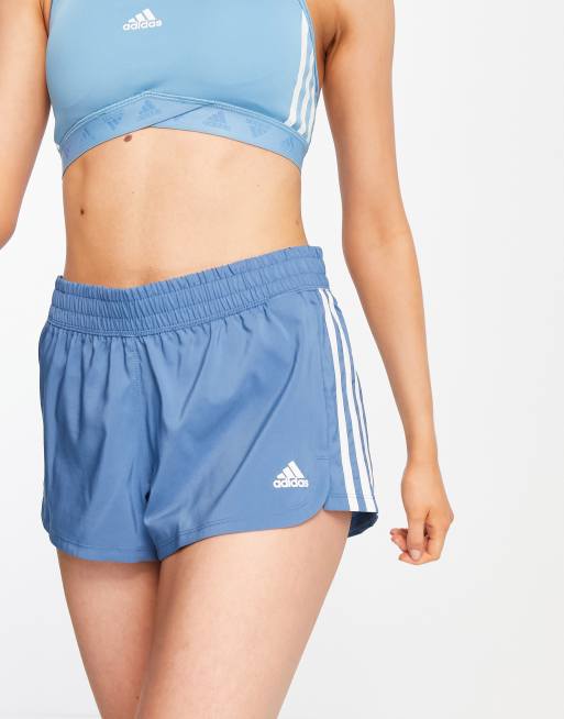 adidas Training Pacer 3-Stripes shorts in blue, 3 of 4