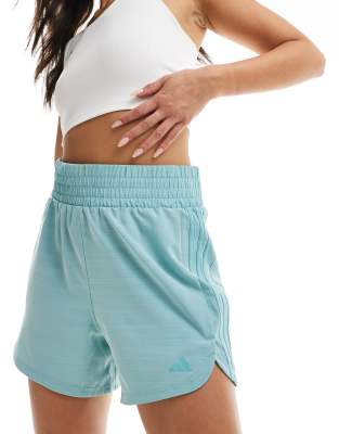 adidas Training pacer 3-stripes woven high-rise shorts in turquoise-Blue