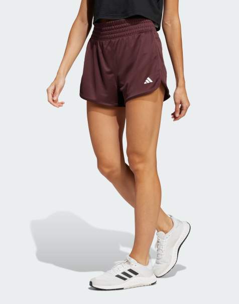 adidas - Training Pacer Essentials - Pantaloncini rossi in maglia a vita alta - view 1