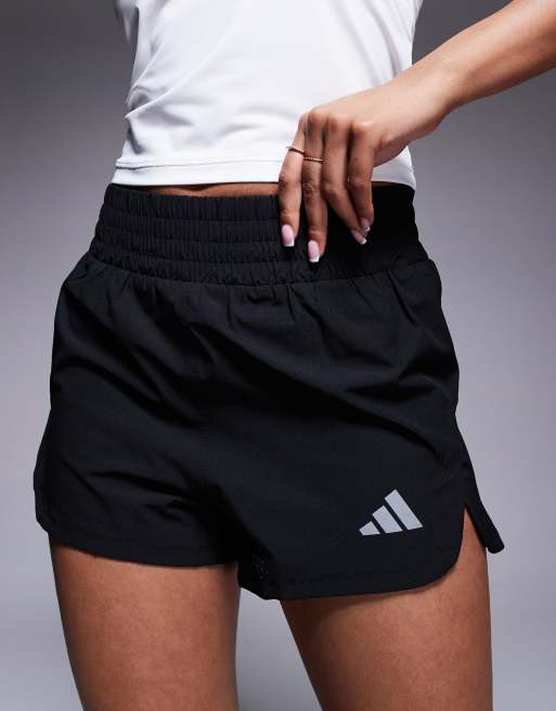 adidas Training Pacer high waisted 3"" shorts in black, 4 of 5