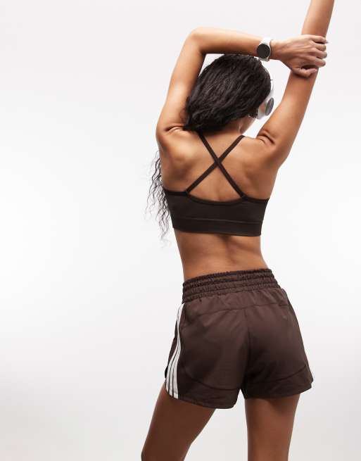 adidas Training – Pacer – Kawowe szorty z podwyższonym stanem, 3 z 5