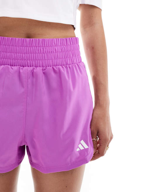 adidas Training - Pacer - Lilla og højtaljede shorts med 3-stribet design, 5 af 5