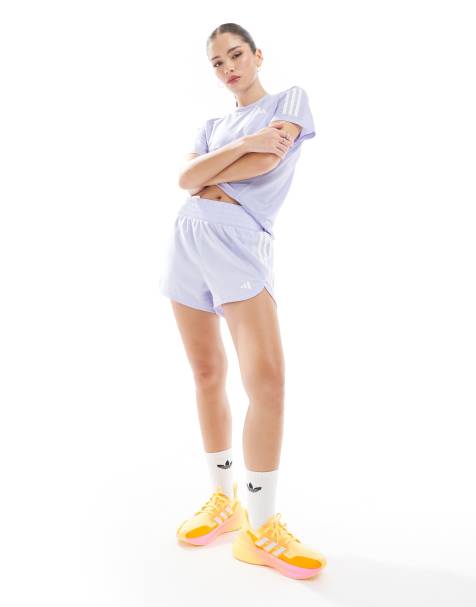 adidas Training – Pacer – Ljuslila shorts med hög midja - view 1