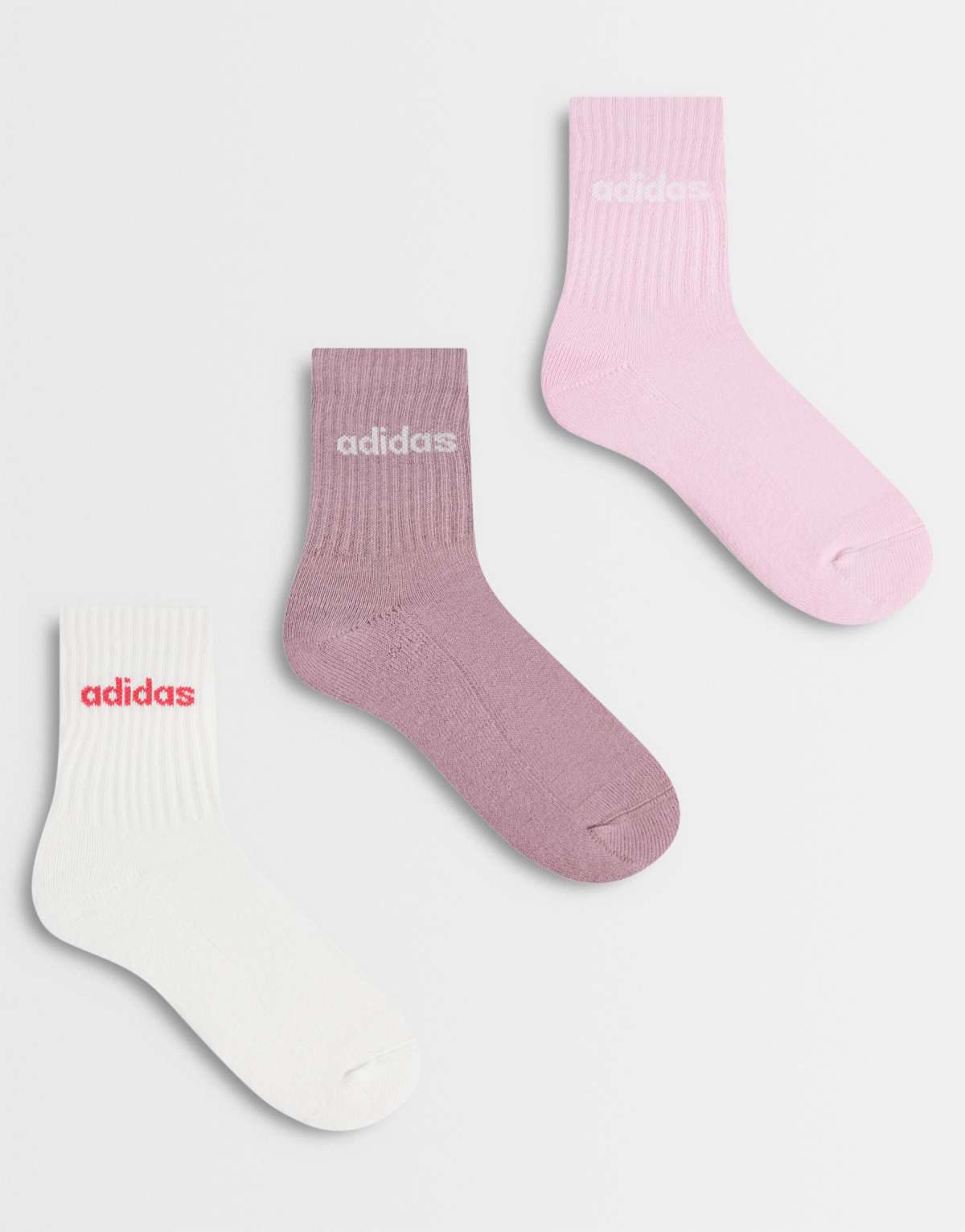 adidas Training - Pack de 3 pares de calcetines deportivos de color rosa y marrón