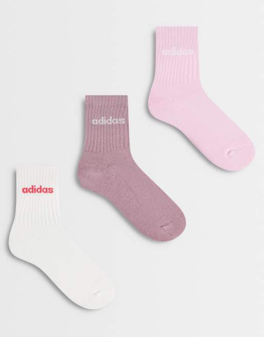 adidas Training - Pack de 3 pares de calcetines deportivos de color rosa y marrón