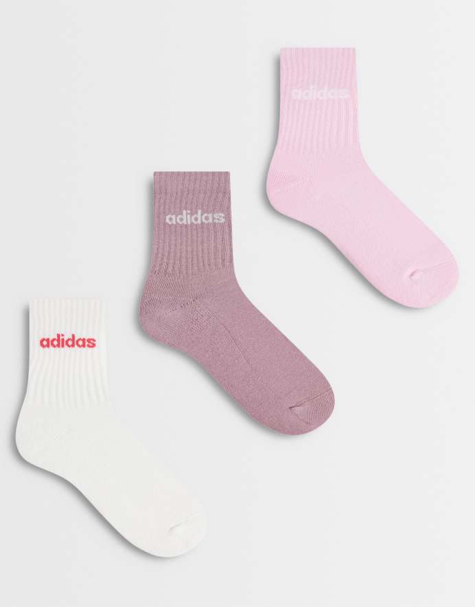adidas Training - Pack de 3 pares de calcetines deportivos de color rosa y marrón