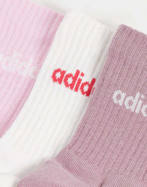 adidas Training - Pack de 3 pares de calcetines deportivos de color rosa y marrón, 2 de 3