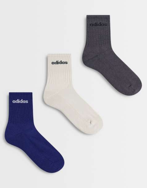 adidas Training - Pack de 6 pares de calcetines color crema, azul marino y verde con logo lineal - view 1