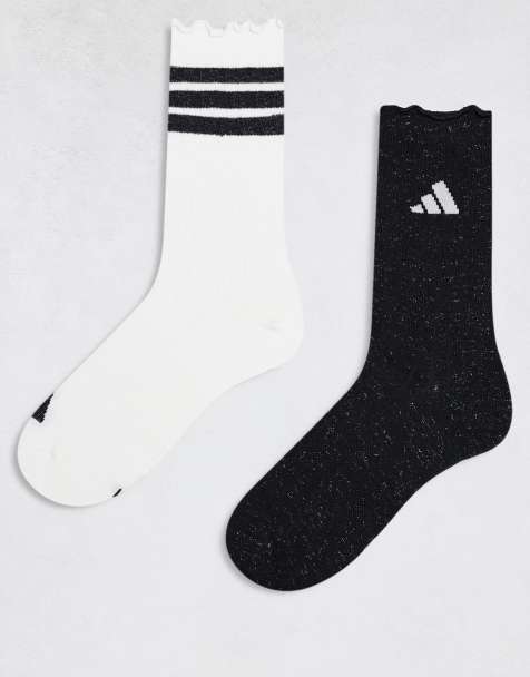 adidas Training - Pakke med 2 par sportssokker med flæser i hvid/sort med glimmer - view 1