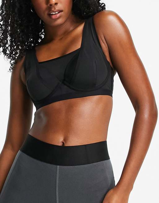 adidas Running Own The Run color block high support sports bra in