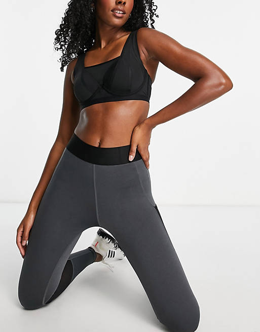 Women adidas Training panelled high-support sports bra in black 