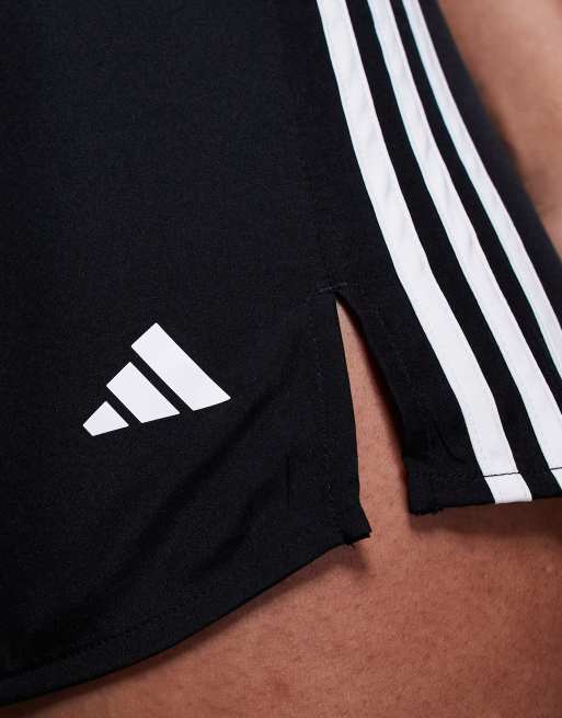adidas Training - Pantaloncini a vita alta in cotone neri con 3 strisce, 3 di 5