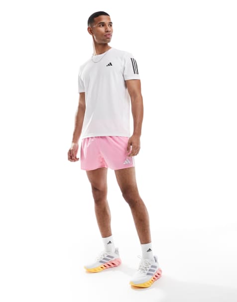 adidas Training - Pantaloncini da bagno da 3“ rosa con 3 strisce - view 1