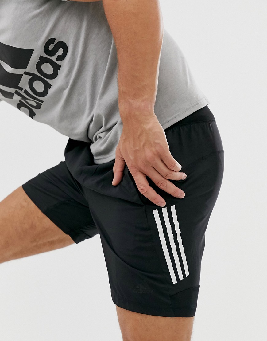 Adidas Training - Pantaloncini neri con strisce-Nero
