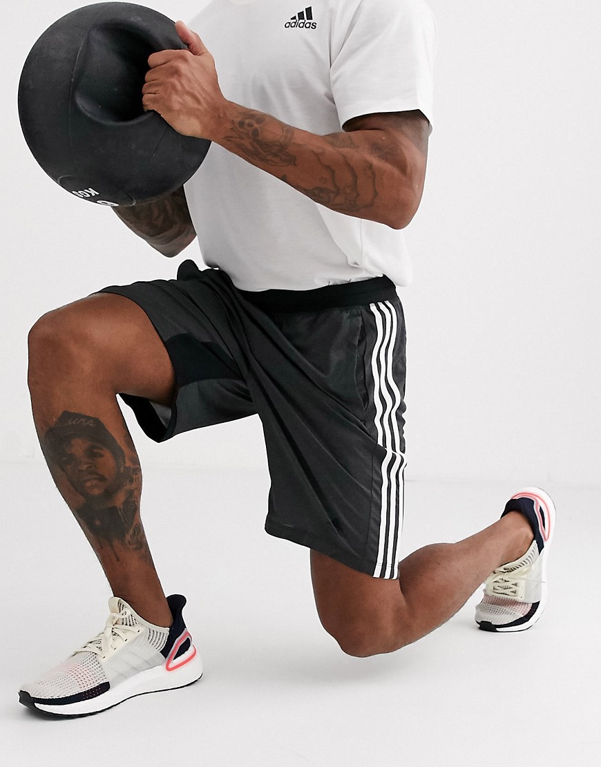 Adidas Training - Pantaloncini neri con tre strisce-Nero