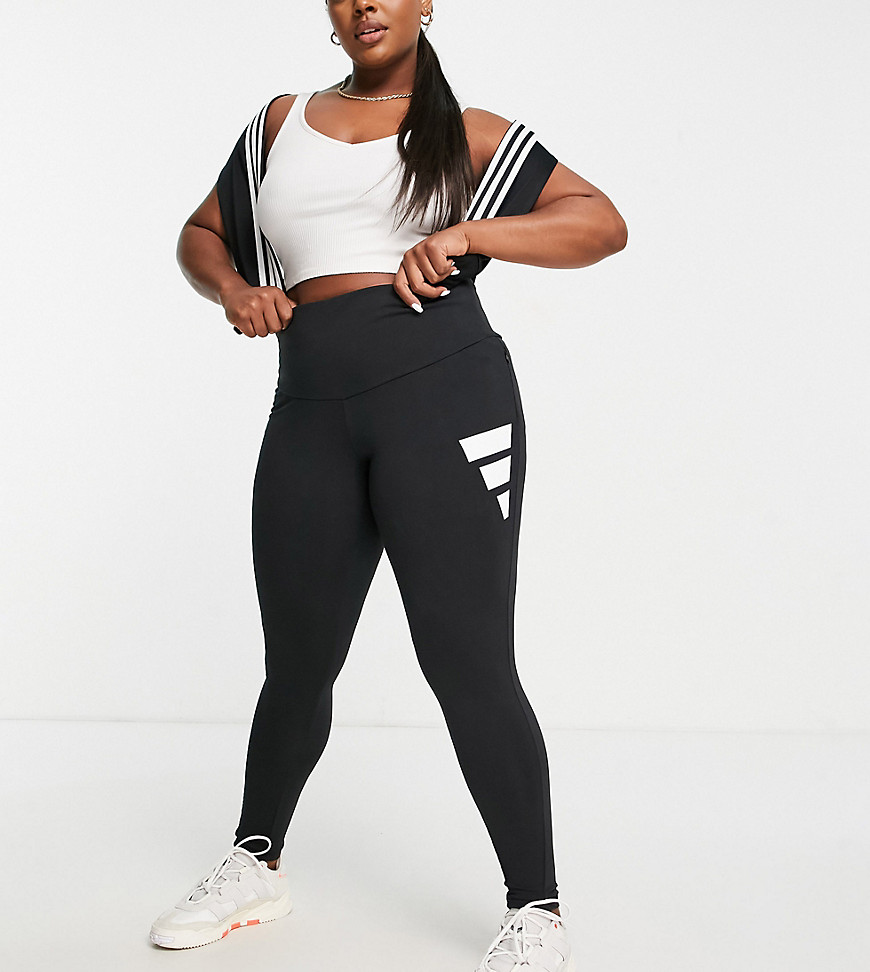 Plus-size leggings by adidas Workout inspo this way High rise Elasticated waist adidas branded details Side-zip pocket Bodycon fit