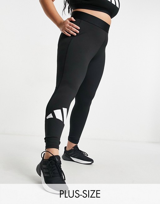 adidas Training Plus 3 bar logo leggings in black
