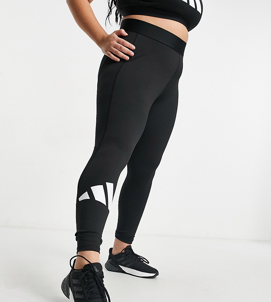 Adidas Performance - Adidas training plus 3 bar logo leggings in black