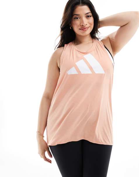 adidas Training Plus 3-bar logo tank top in pink - view 1