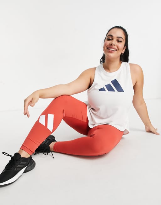 adidas Training Plus 3 bar logo tank top in white, 4 of 4