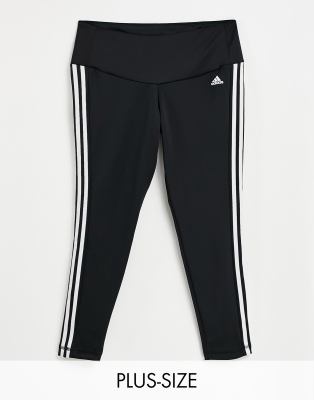 adidas Training Plus 3 stripe 7/8 leggings in black