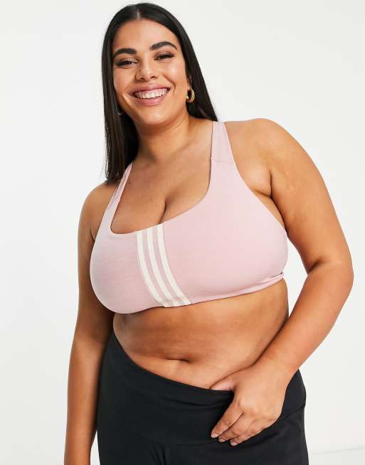 adidas Training Plus Stripe design mid-support sports bra in